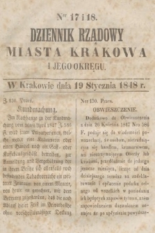 Dziennik Rządowy Miasta Krakowa i Jego Okręgu. 1848, nr 17-18