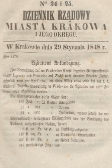 Dziennik Rządowy Miasta Krakowa i Jego Okręgu. 1848, nr 24-25