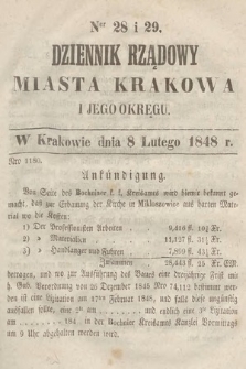 Dziennik Rządowy Miasta Krakowa i Jego Okręgu. 1848, nr 28-29