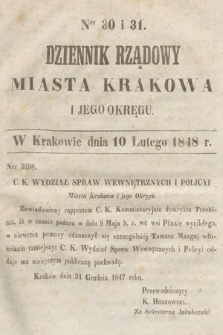 Dziennik Rządowy Miasta Krakowa i Jego Okręgu. 1848, nr 30-31