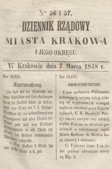 Dziennik Rządowy Miasta Krakowa i Jego Okręgu. 1848, nr 56-57