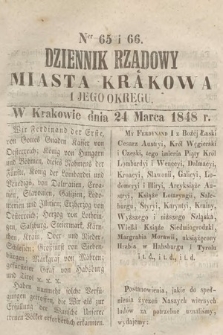 Dziennik Rządowy Miasta Krakowa i Jego Okręgu. 1848, nr 65-66