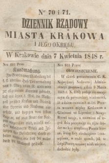Dziennik Rządowy Miasta Krakowa i Jego Okręgu. 1848, nr 70-71