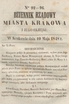 Dziennik Rządowy Miasta Krakowa i Jego Okręgu. 1848, nr 92-96