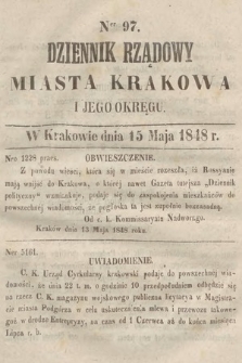 Dziennik Rządowy Miasta Krakowa i Jego Okręgu. 1848, nr 97