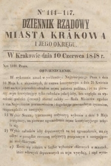 Dziennik Rządowy Miasta Krakowa i Jego Okręgu. 1848, nr 114-117