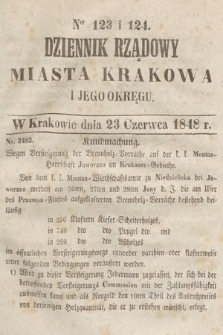 Dziennik Rządowy Miasta Krakowa i Jego Okręgu. 1848, nr 123-124