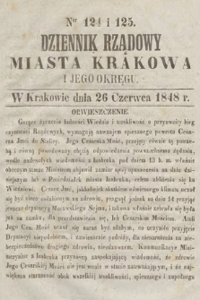 Dziennik Rządowy Miasta Krakowa i Jego Okręgu. 1848, nr 124-125