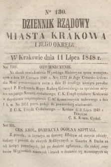 Dziennik Rządowy Miasta Krakowa i Jego Okręgu. 1848, nr 130