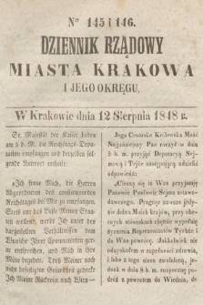 Dziennik Rządowy Miasta Krakowa i Jego Okręgu. 1848, nr 145-146
