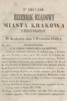 Dziennik Rządowy Miasta Krakowa i Jego Okręgu. 1848, nr 155-156