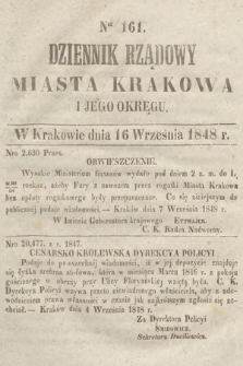 Dziennik Rządowy Miasta Krakowa i Jego Okręgu. 1848, nr 161