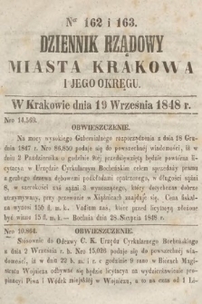 Dziennik Rządowy Miasta Krakowa i Jego Okręgu. 1848, nr 162-163