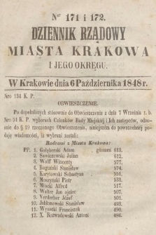 Dziennik Rządowy Miasta Krakowa i Jego Okręgu. 1848, nr 171-172