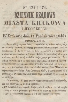 Dziennik Rządowy Miasta Krakowa i Jego Okręgu. 1848, nr 173-174