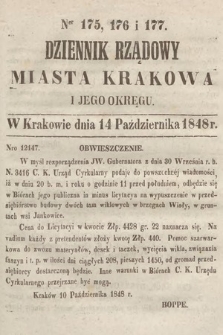 Dziennik Rządowy Miasta Krakowa i Jego Okręgu. 1848, nr 175-177