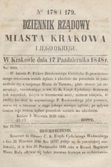 Dziennik Rządowy Miasta Krakowa i Jego Okręgu. 1848, nr 178-179
