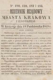 Dziennik Rządowy Miasta Krakowa i Jego Okręgu. 1848, nr 180-183