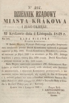 Dziennik Rządowy Miasta Krakowa i Jego Okręgu. 1848, nr 197