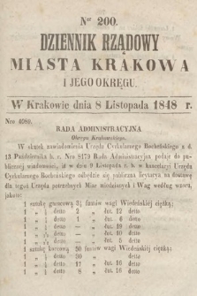 Dziennik Rządowy Miasta Krakowa i Jego Okręgu. 1848, nr 200