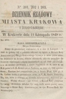 Dziennik Rządowy Miasta Krakowa i Jego Okręgu. 1848, nr 201-203