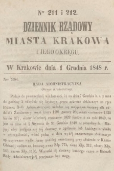 Dziennik Rządowy Miasta Krakowa i Jego Okręgu. 1848, nr 211-212