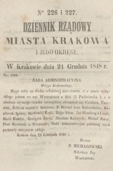 Dziennik Rządowy Miasta Krakowa i Jego Okręgu. 1848, nr 226-227
