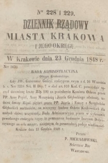 Dziennik Rządowy Miasta Krakowa i Jego Okręgu. 1848, nr 228-229