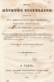 De la méthode circulaire appliquée aux amputations des membres dans leurs articulations