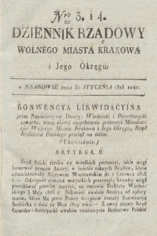 Dziennik Rządowy Wolnego Miasta Krakowa i Jego Okręgu. 1825, nr 3-4