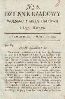 Dziennik Rządowy Wolnego Miasta Krakowa i Jego Okręgu. 1825, nr 6