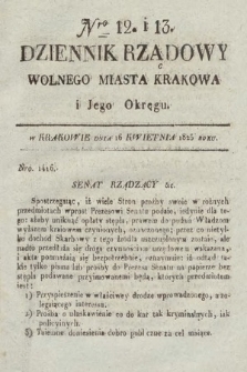 Dziennik Rządowy Wolnego Miasta Krakowa i Jego Okręgu. 1825, nr 12-13