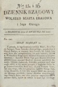 Dziennik Rządowy Wolnego Miasta Krakowa i Jego Okręgu. 1825, nr 15-16