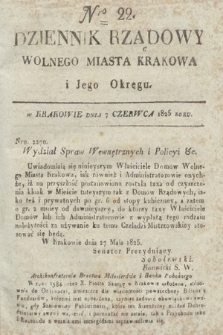 Dziennik Rządowy Wolnego Miasta Krakowa i Jego Okręgu. 1825, nr 22