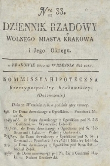 Dziennik Rządowy Wolnego Miasta Krakowa i Jego Okręgu. 1825, nr 33