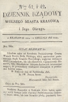 Dziennik Rządowy Wolnego Miasta Krakowa i Jego Okręgu. 1825, nr 41-42