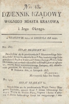 Dziennik Rządowy Wolnego Miasta Krakowa i Jego Okręgu. 1825, nr 43