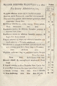 Dziennik Rządowy Wolnego Miasta Krakowa i Jego Okręgu. 1825, Regestr Dziennika