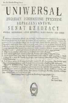 Dziennik Rządowy Wolnego Miasta Krakowa i Jego Okręgu. 1825, Uniwersał Zwołujący Zgromadzenie Zwyczayne Reprezentantów