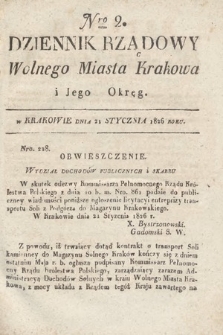Dziennik Rządowy Wolnego Miasta Krakowa i Jego Okręgu. 1826, nr 2