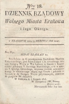 Dziennik Rządowy Wolnego Miasta Krakowa i Jego Okręgu. 1826, nr 18