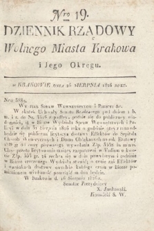 Dziennik Rządowy Wolnego Miasta Krakowa i Jego Okręgu. 1826, nr 19