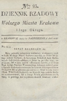 Dziennik Rządowy Wolnego Miasta Krakowa i Jego Okręgu. 1826, nr 23