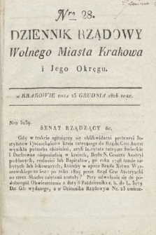 Dziennik Rządowy Wolnego Miasta Krakowa i Jego Okręgu. 1826, nr 28