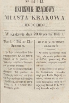 Dziennik Rządowy Miasta Krakowa i Jego Okręgu. 1849, nr 14-15