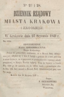 Dziennik Rządowy Miasta Krakowa i Jego Okręgu. 1849, nr 27-28