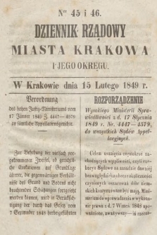 Dziennik Rządowy Miasta Krakowa i Jego Okręgu. 1849, nr 45-46