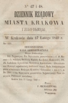 Dziennik Rządowy Miasta Krakowa i Jego Okręgu. 1849, nr 47-48