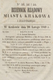 Dziennik Rządowy Miasta Krakowa i Jego Okręgu. 1849, nr 53-55