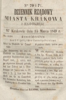 Dziennik Rządowy Miasta Krakowa i Jego Okręgu. 1849, nr 70-71